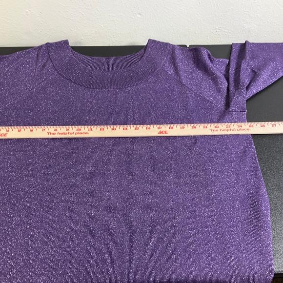 Judith Hart Sweater Womans Sz 3X‎ Purple Metallic Silk Blend Knit Party Holiday - Picture 5 of 8